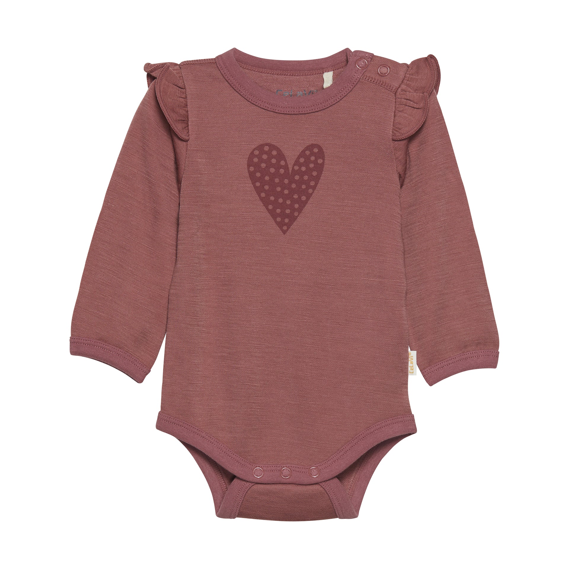CeLaVi Langarm-Body Wolle/Bambusviskose - altrosa Herz CeLaVi