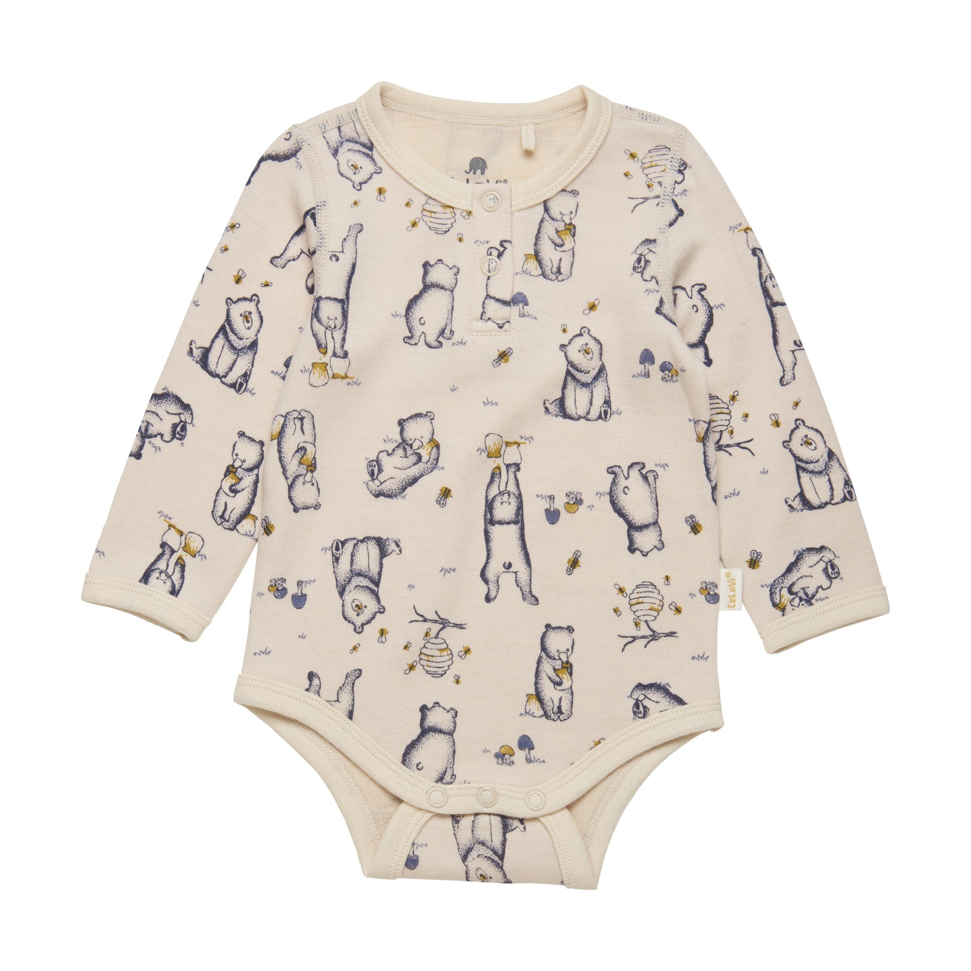 CeLaVi Langarm-Body Wolle/Bambusviskose - Honigbär beige CeLaVi