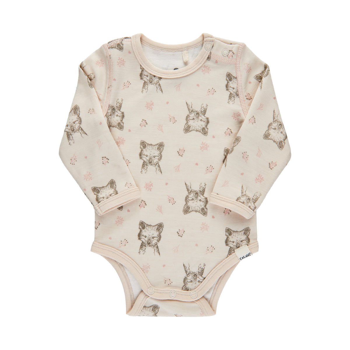 CeLaVi Langarm-Body Wolle/Bambusviskose print Pale Mauve - Familienbande