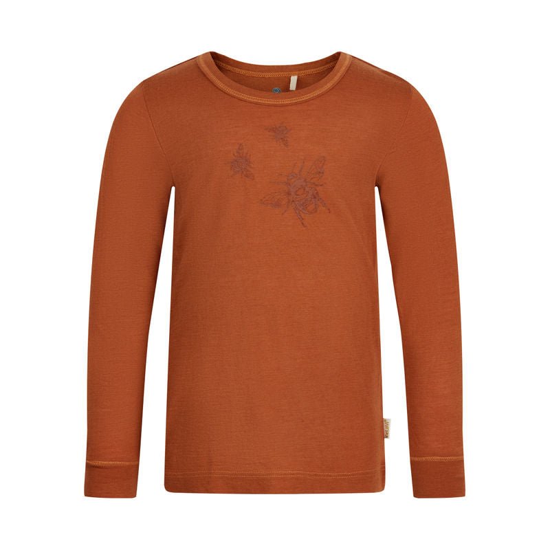CeLaVi Sommer Shirt langarm Wolle/Bambusviskose braun/orange - Familienbande