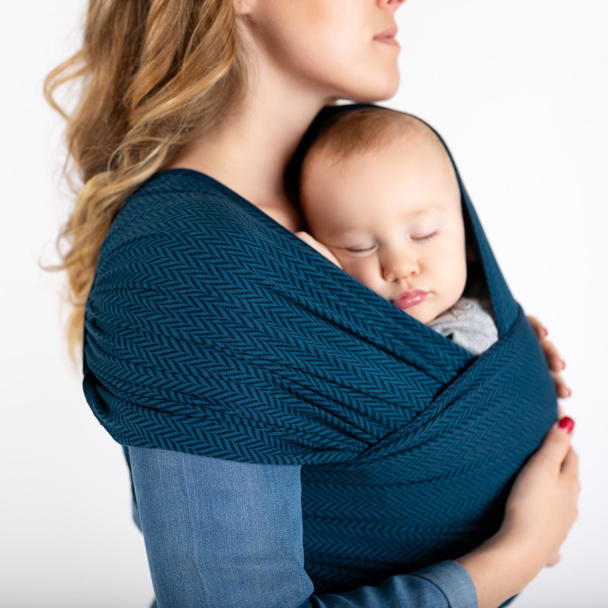 cocoome elastisches Tragtuch Petrolblau (Finn) inkl. Nackenrolle und Knopfgummi cocoome