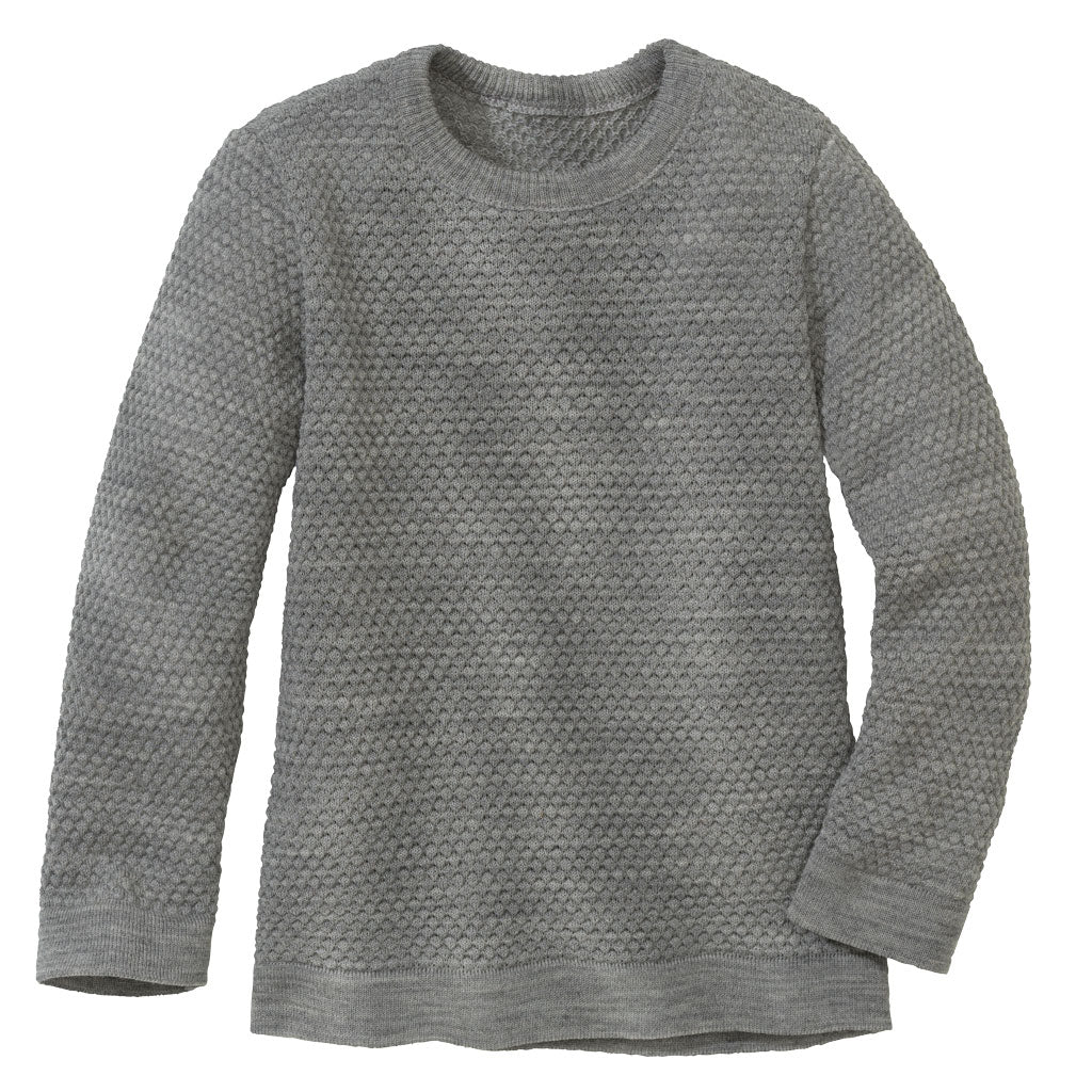 Disana Wabenstrick-Pullover - grau - Familienbande