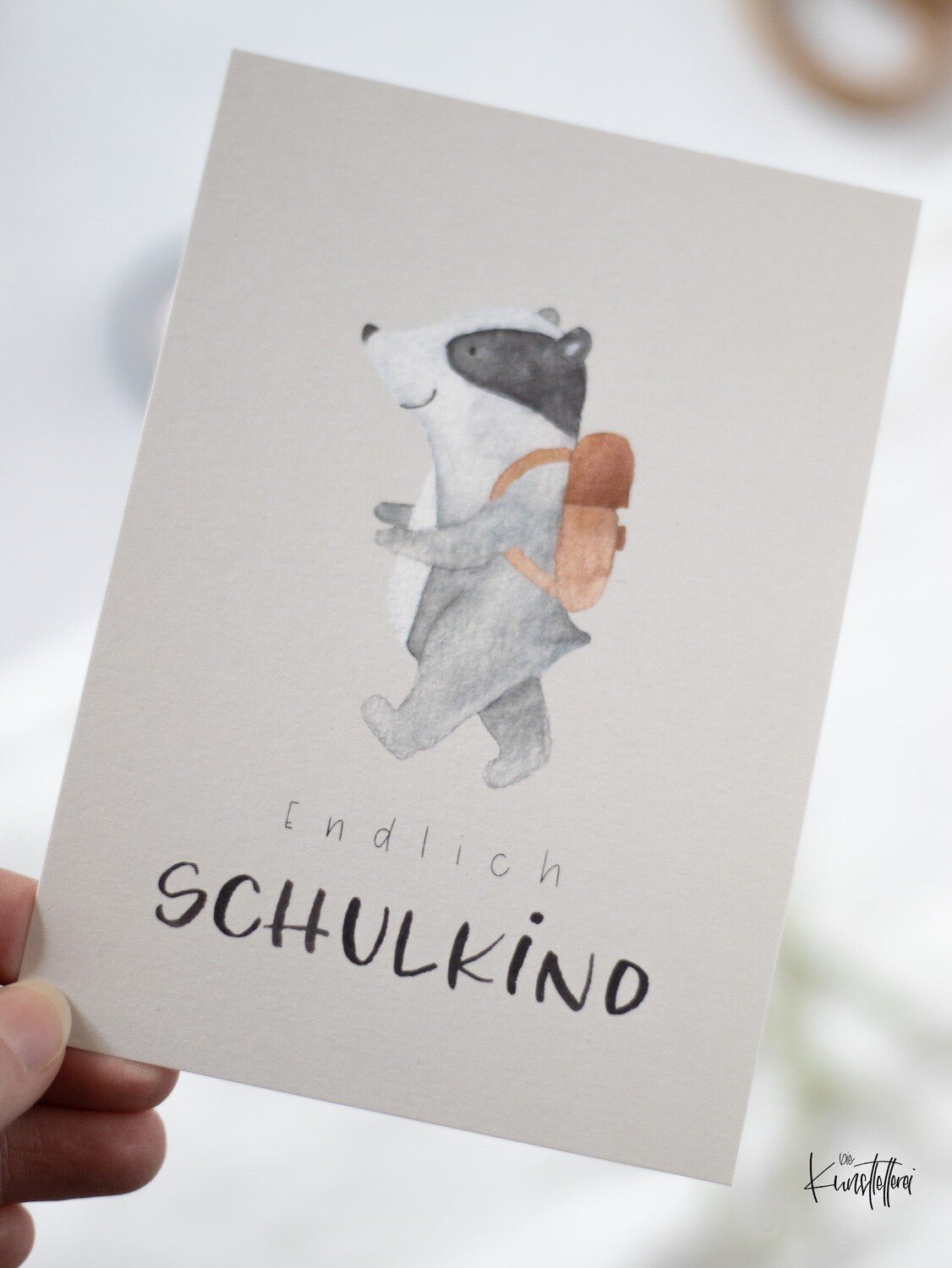 Endlich Schulkind Karte Dachs die kunstletterei