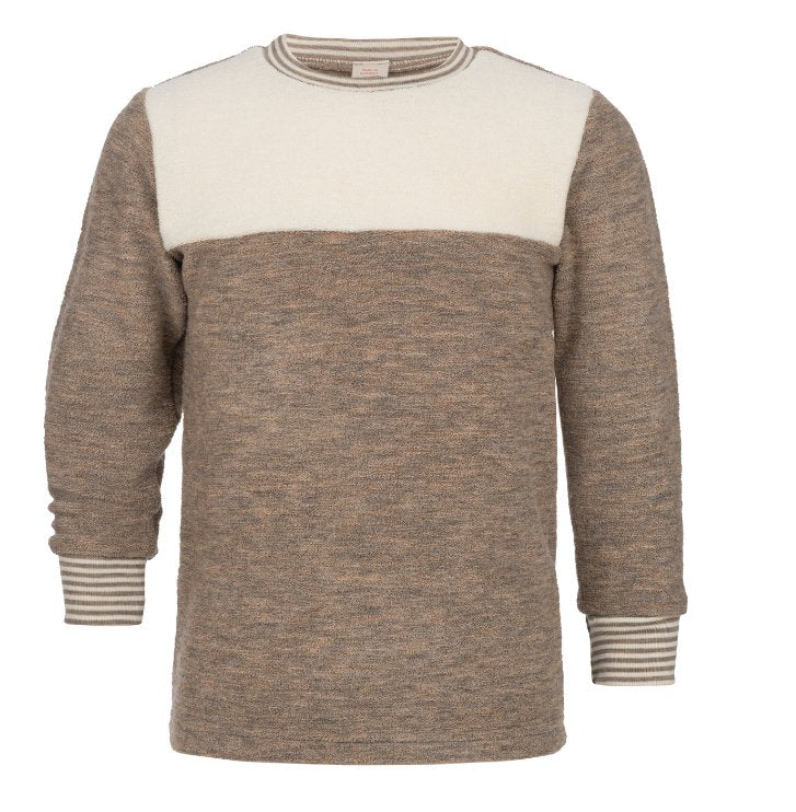 Engel Natur Kinder Schlafanzug-Pullover aus Wollfrottee Engel