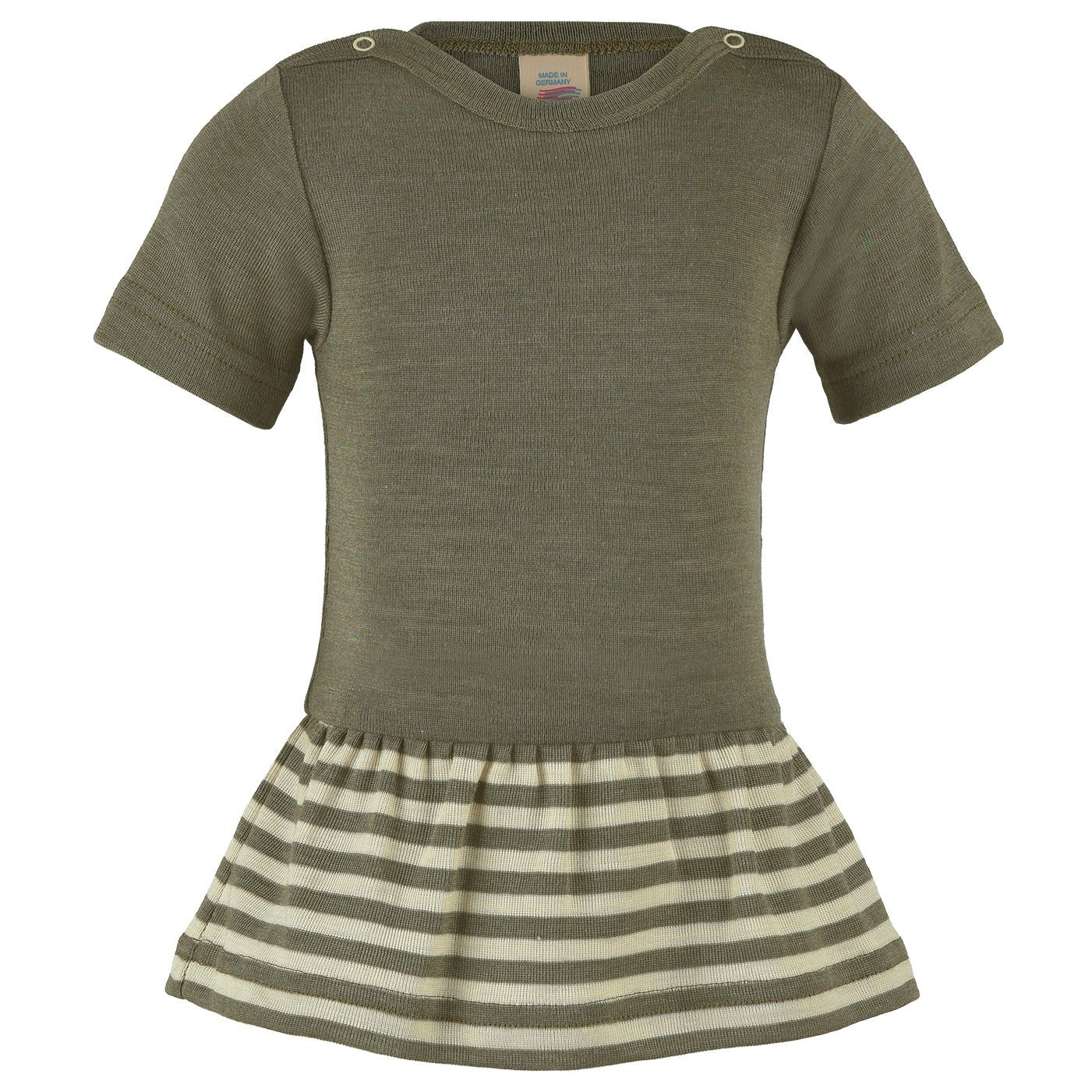 Engel Wolle/Seide Body kurzarm mit Röckli - Olive Engel