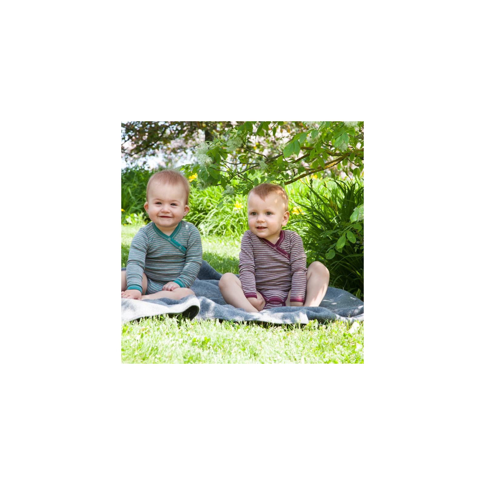 Engel Wolle/Seide-Wickelbody langarm - melange Engel