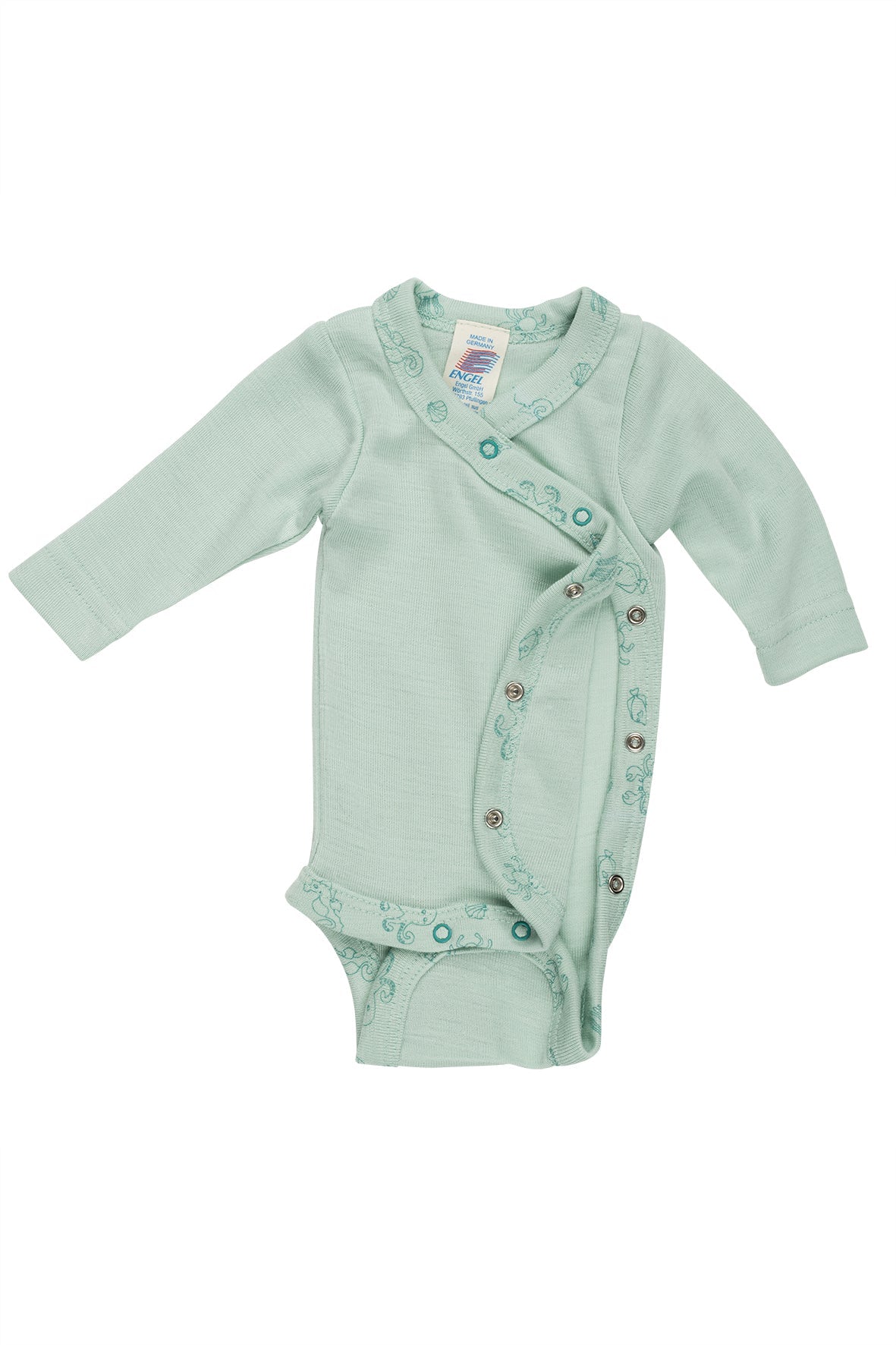 Engel Wolle/Seide-Wickelbody langarm - pastellmint Engel