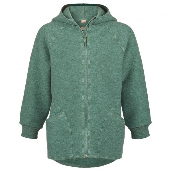 Engel Wollwalk Jacke mit Kapuze und Reissverschluss - jade melange Engel