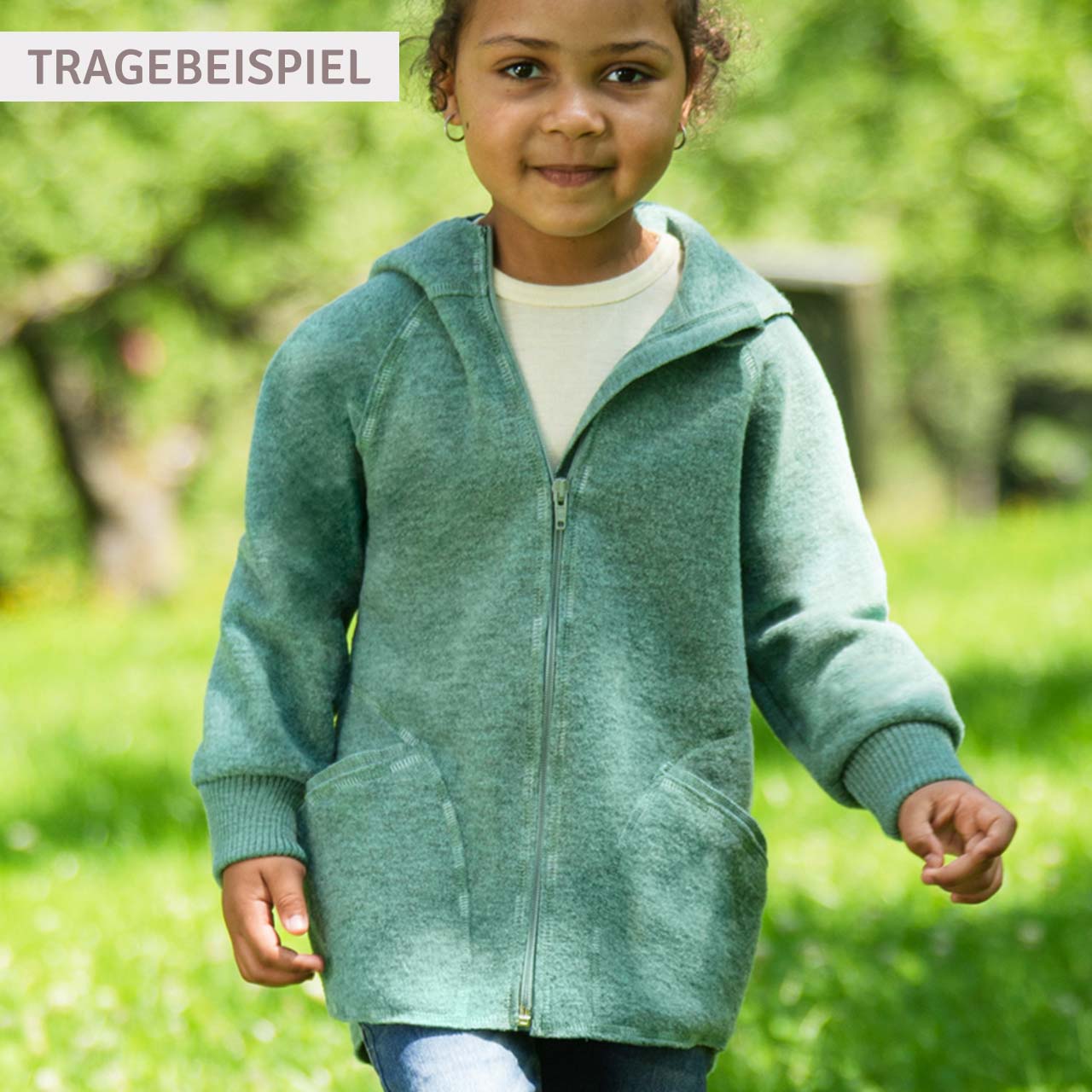 Engel Wollwalk Jacke mit Kapuze und Reissverschluss - lavagrau melange Engel