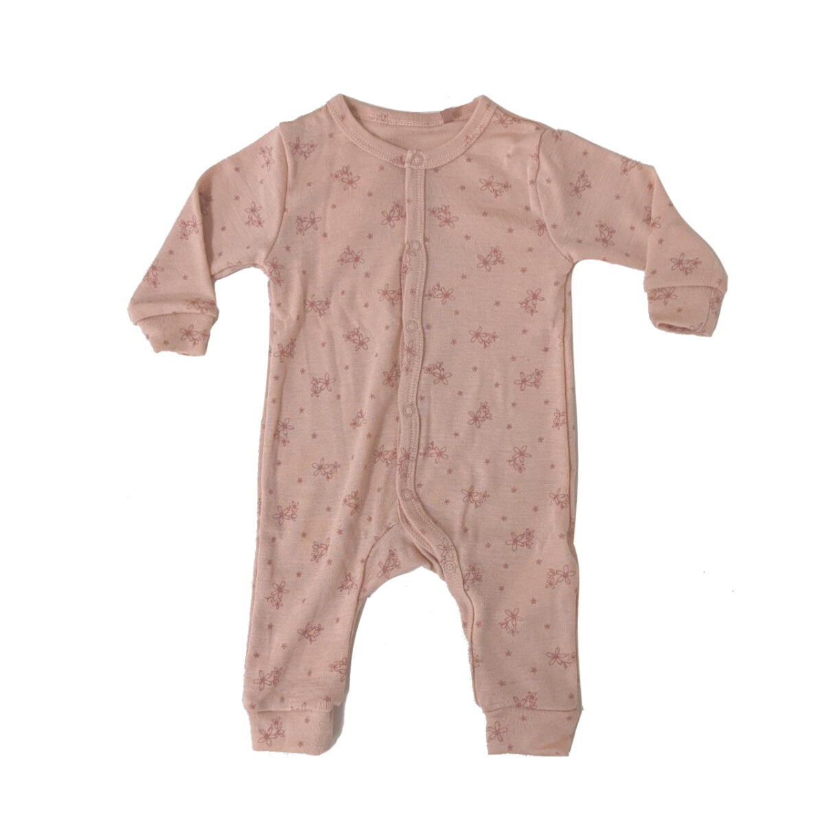 Fixoni Langarm-Spieler oder Pyjama Wolle/Seide - Blumen rosa fixoni