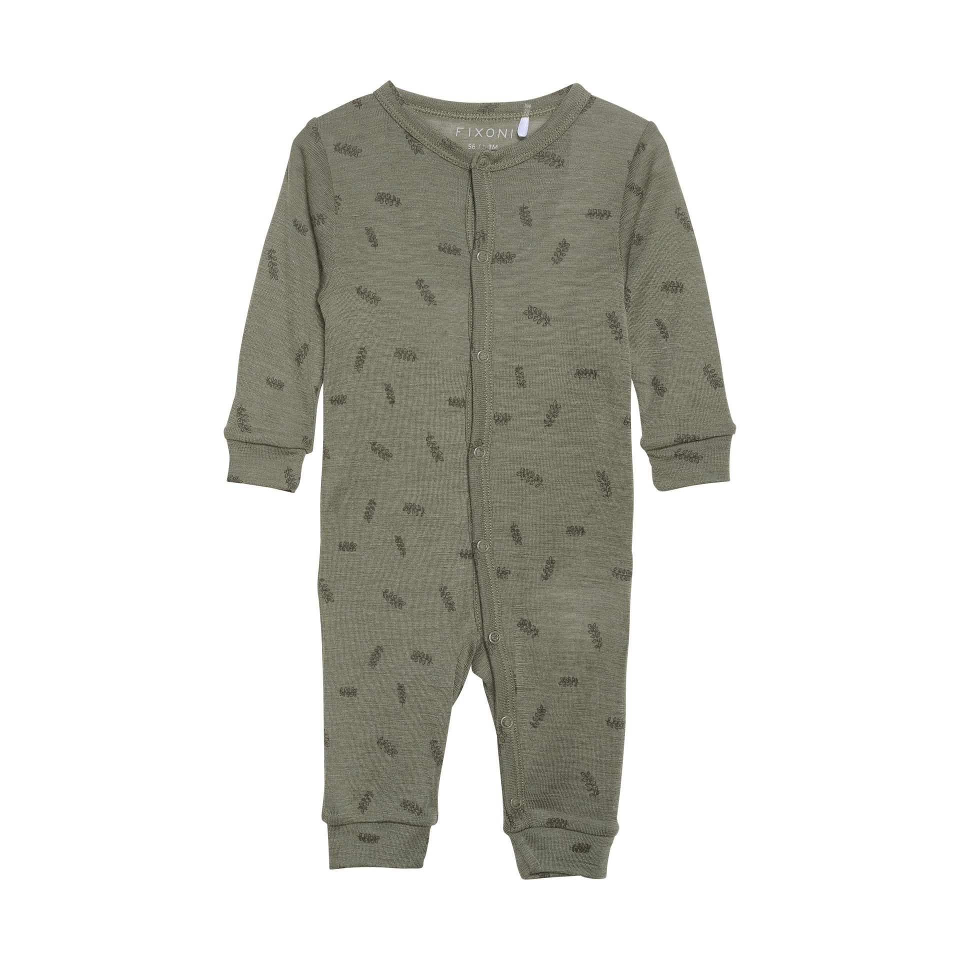 Fixoni Langarm-Spieler oder Pyjama Wolle/Seide - Deep Lichen Green fixoni