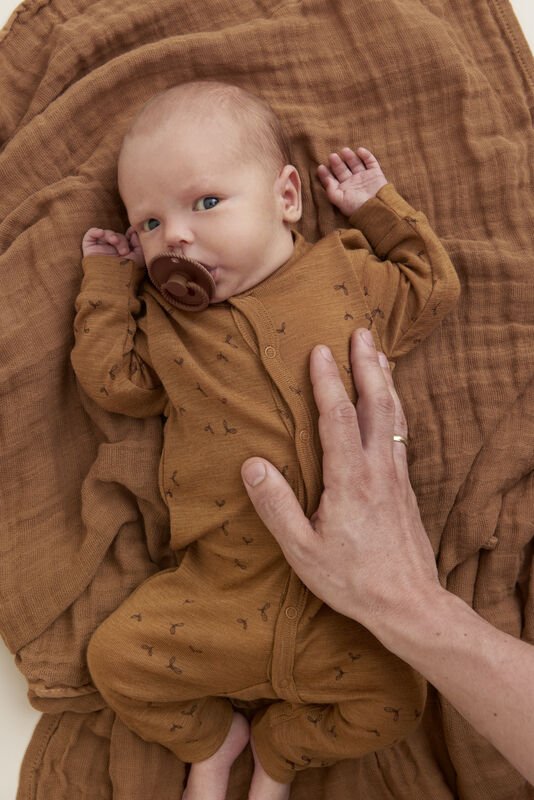 Fixoni Langarm-Spieler oder Pyjama Wolle/Seide - Sugar Brown fixoni