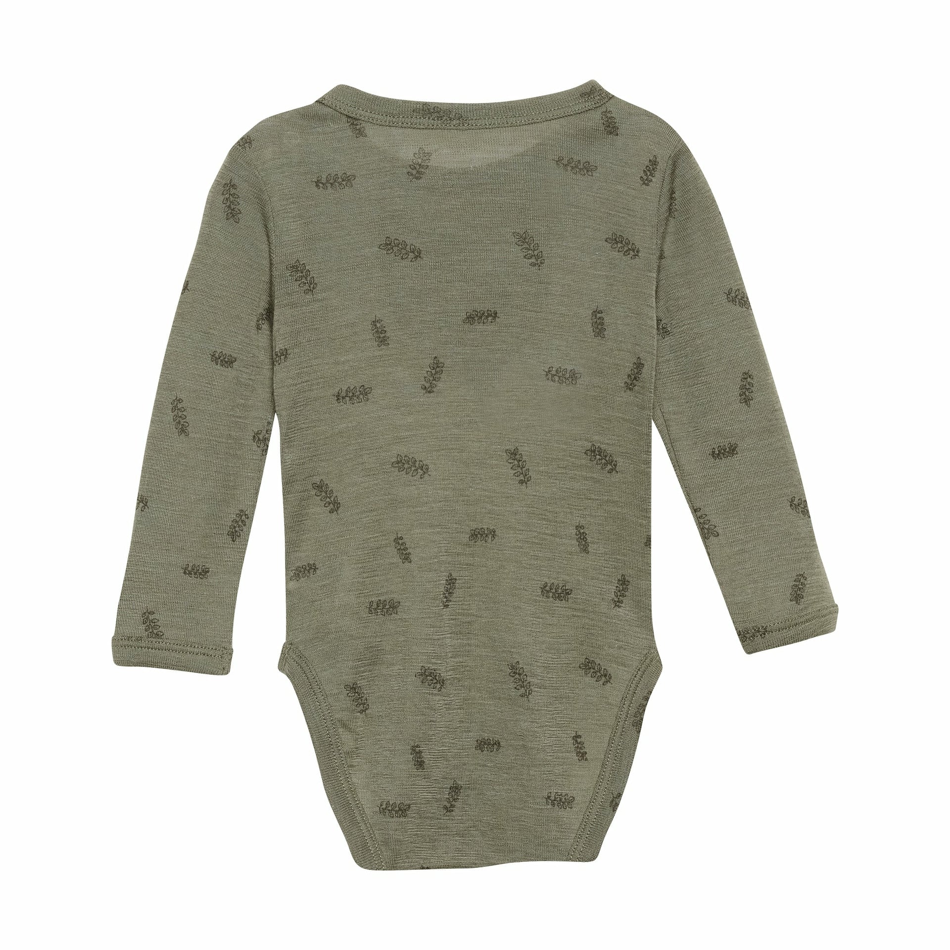Fixoni Woll-Seide Body langarm - Deep Lichen Green fixoni