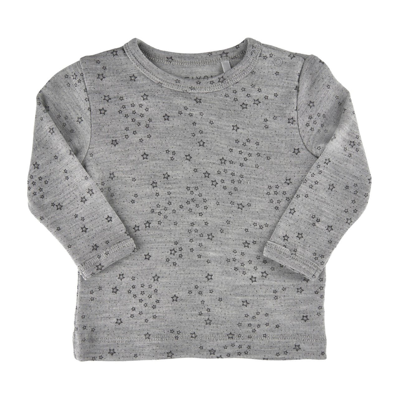 Fixoni Woll-Seide Shirt langarm - Sterne grau fixoni