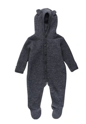 Fixoni Wollfleeceoverall mit Ohren - grau fixoni