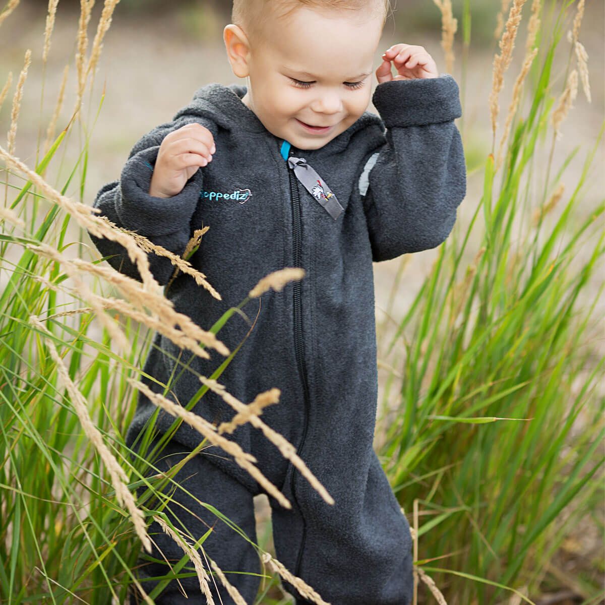Fleece Overall grau-blau Hoppediz - Familienbande