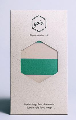 Gaia Bienenwachstuch XL grün-weiss gestreift - Familienbande