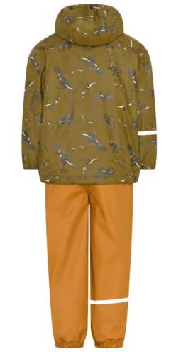 gefüttertes Regenset 2-teilig - Dino Oliv CeLaVi