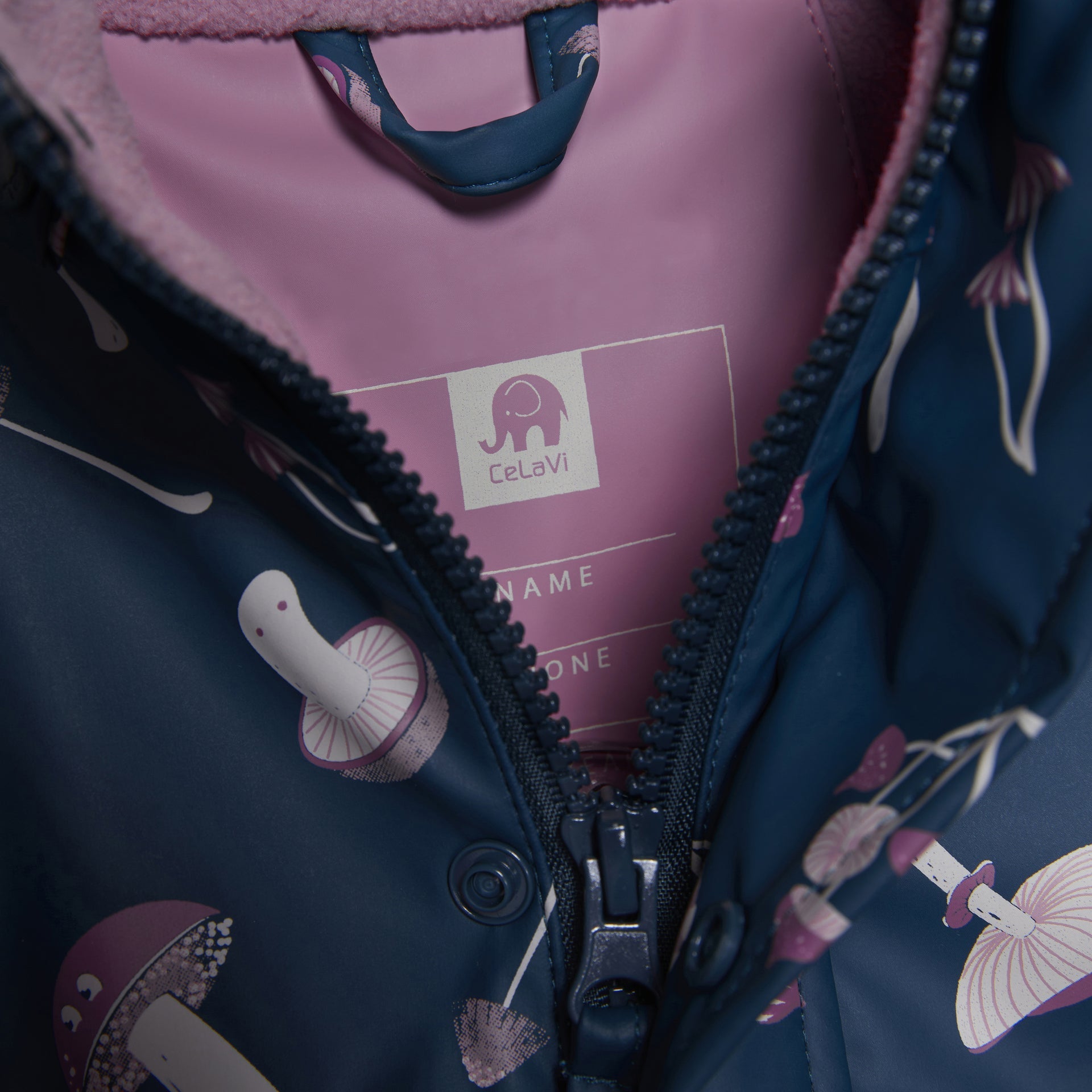 gefüttertes Regenset 2-teilig - Pilze lila CeLaVi