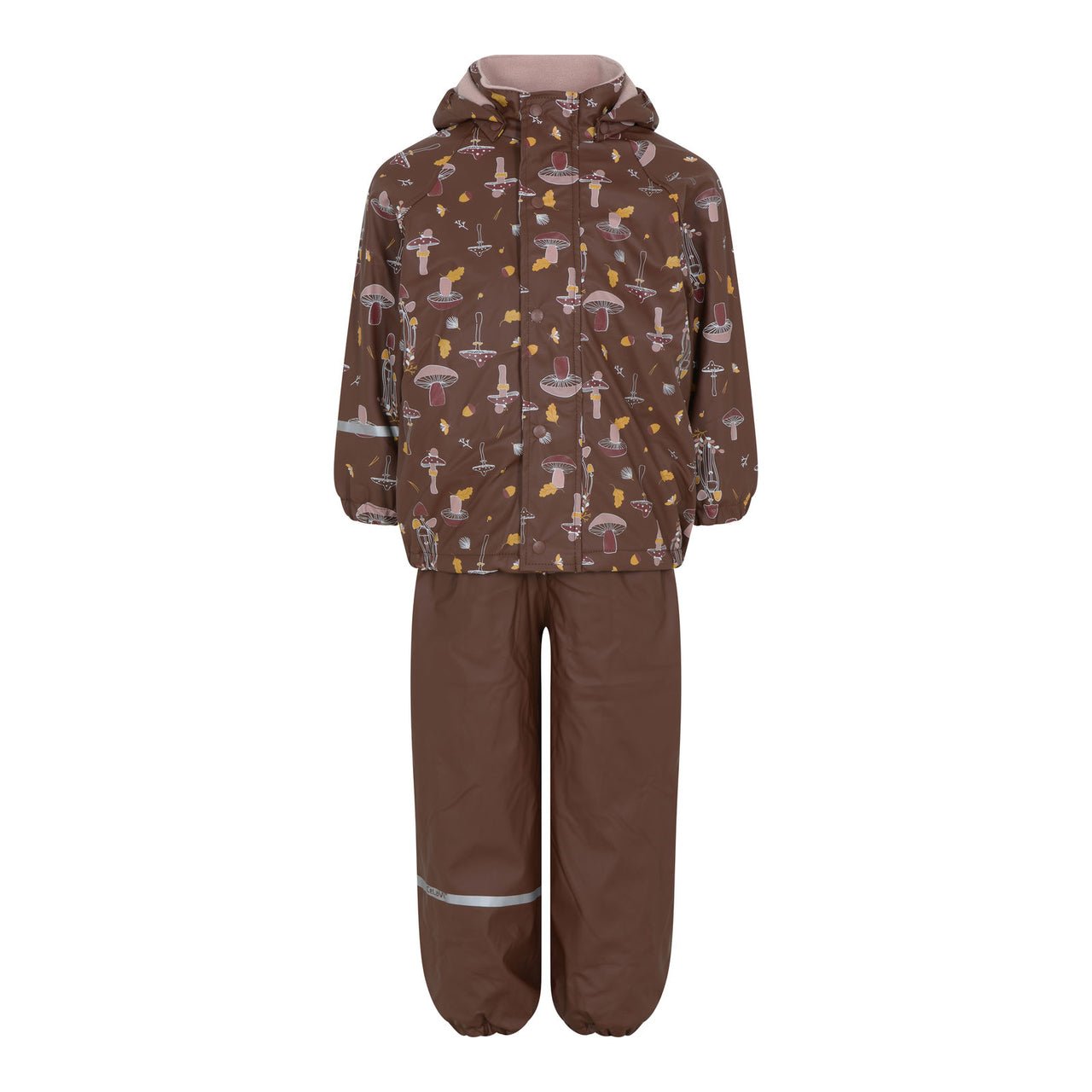 gefüttertes Regenset 2-teilig - Pilze braun - recycelt CeLaVi