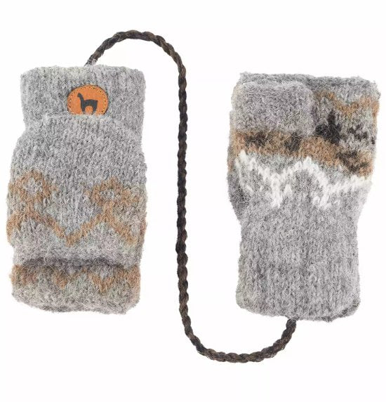 Halbfingerhandschuhe aus Alpakawolle Kinder - Natura grau Apu Kuntur