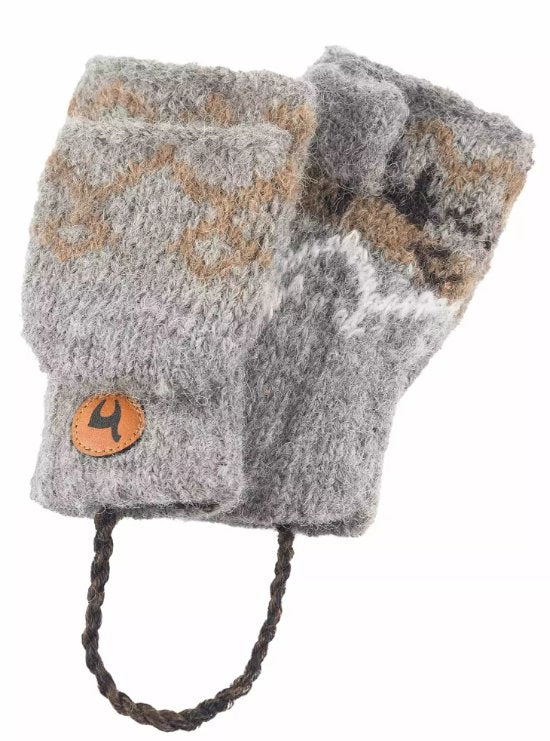 Halbfingerhandschuhe aus Alpakawolle Kinder - Natura grau Apu Kuntur