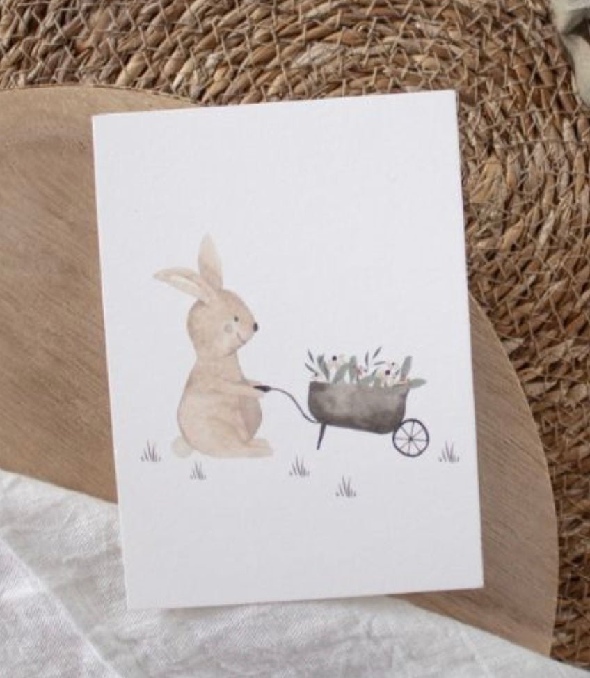 "Hase mit Schubkarren" Karte die kunstletterei