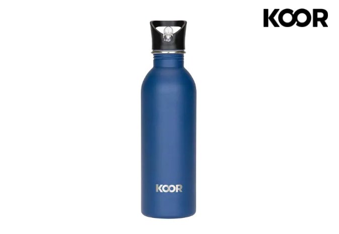 KOOR Edelstahlflasche 1000ml mit Strohhalm - blau KOOR