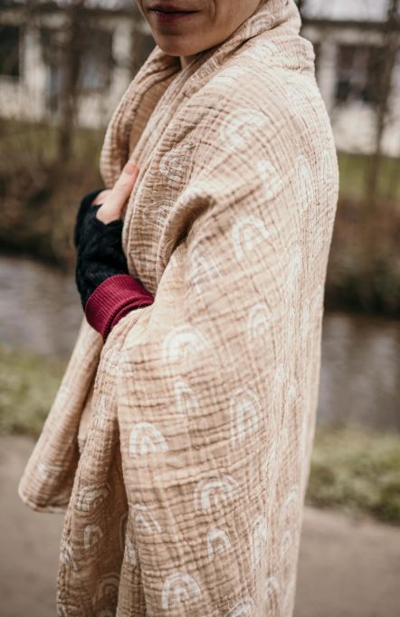 Limas Musselindecke 145x145cm - Ocker Regenbogen Limas