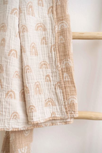 Limas Musselindecke 145x145cm - Ocker Regenbogen Limas