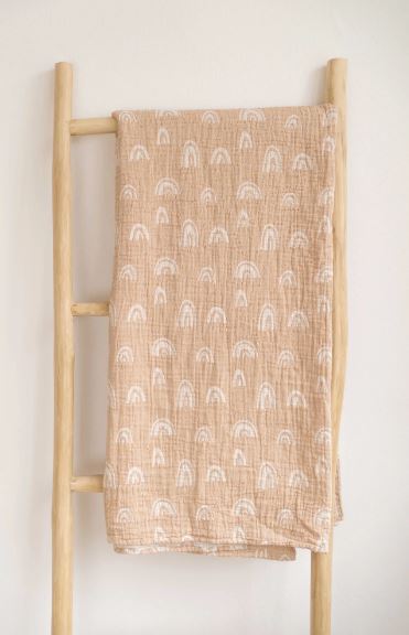 Limas Musselindecke 145x145cm - Ocker Regenbogen Limas