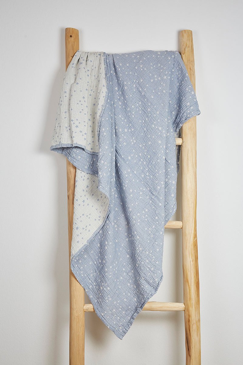 Limas Musselindecke 145x145cm - Stars Blue Night Limas