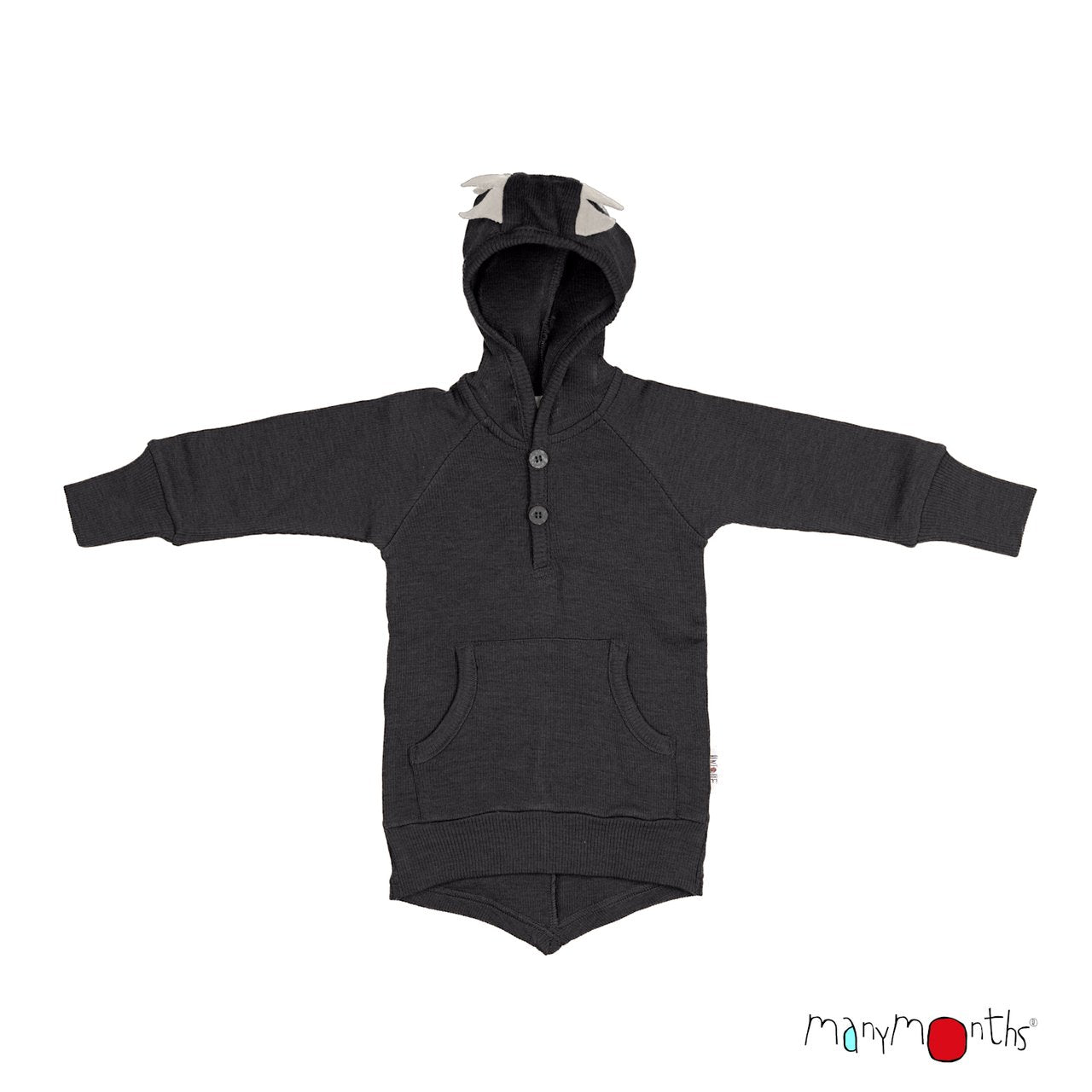 ManyMonths Dino Hoodie - Foggy Black - Familienbande