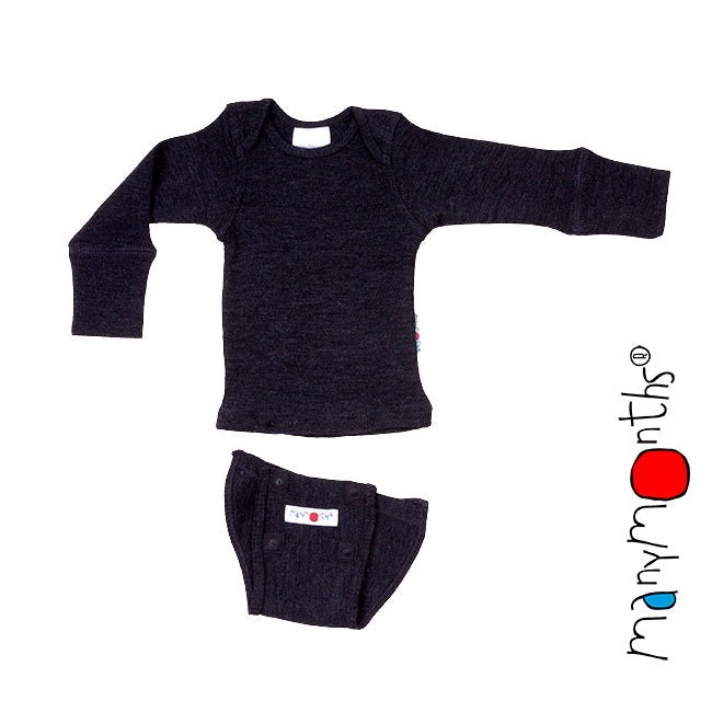 ManyMonths Natural Wollies Body/Shirt Long Sleeve Foggy Black ManyMonths
