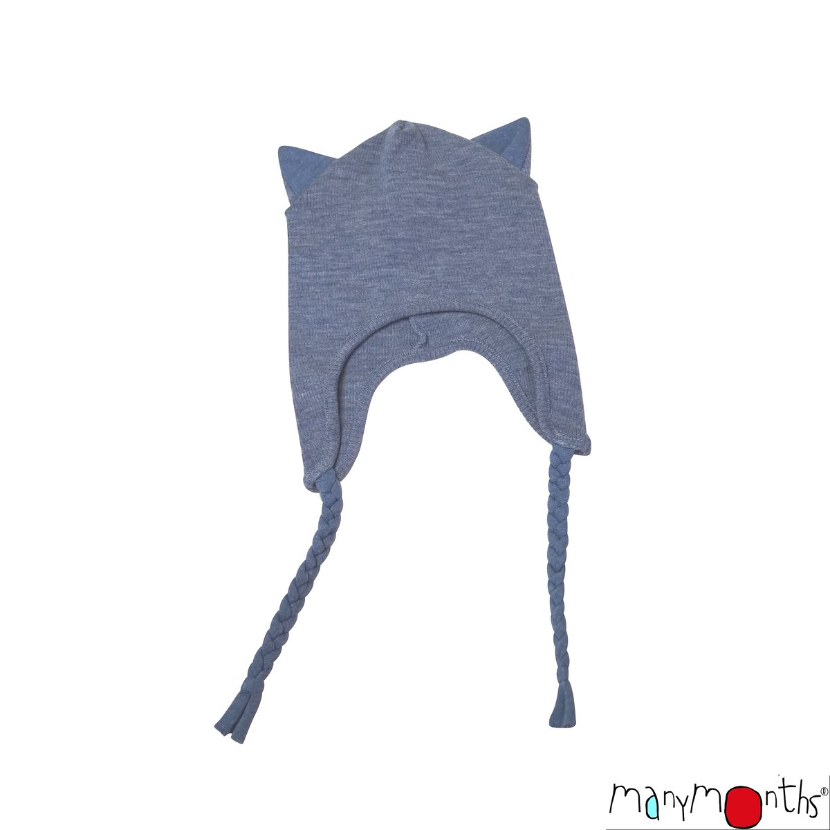 Manymonths Woll Beanie Kitty (mit Ohren) - Blue Mist ManyMonths