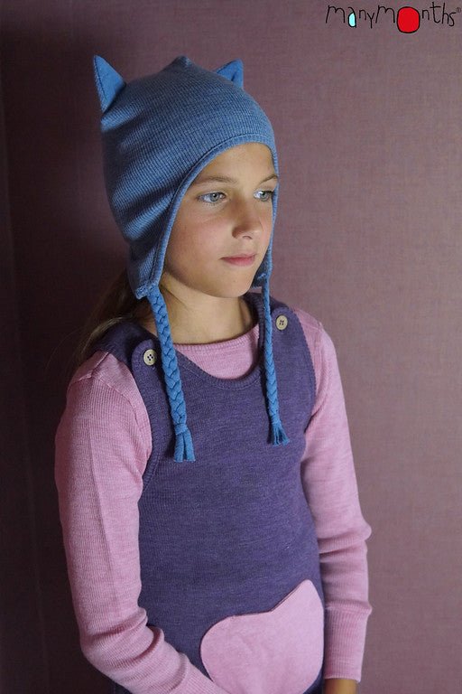 Manymonths Woll Beanie Kitty (mit Ohren) - Blue Mist ManyMonths