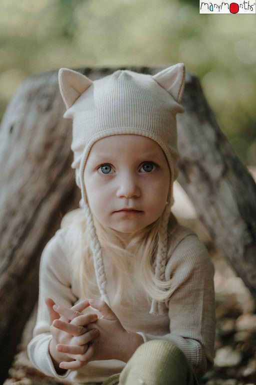 Manymonths Woll Beanie Kitty (mit Ohren) - Blue Mist ManyMonths