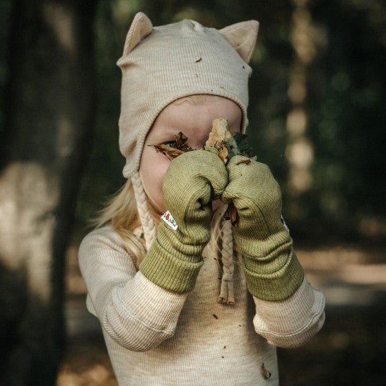 Manymonths Woll-Handschuhe, Long Cuff Mittens - Blue Mist ManyMonths