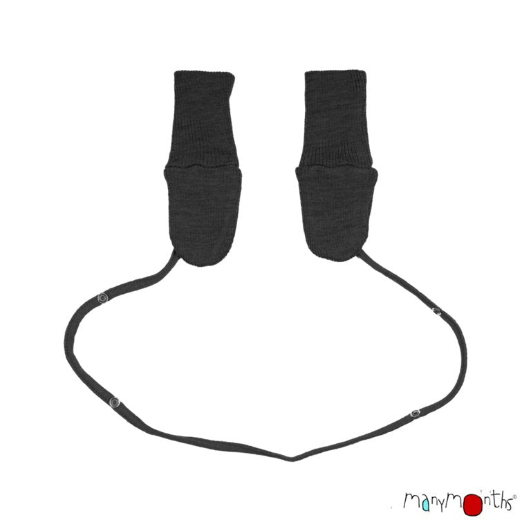 Manymonths Woll-Handschuhe, Long Cuff Mittens - Foggy Black ManyMonths