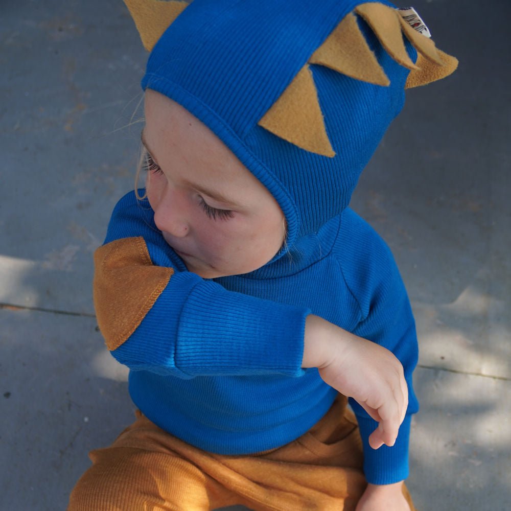 ManyMonths Woolies Elephant Hood Dino - Wintermütze - Blue Mist ManyMonths
