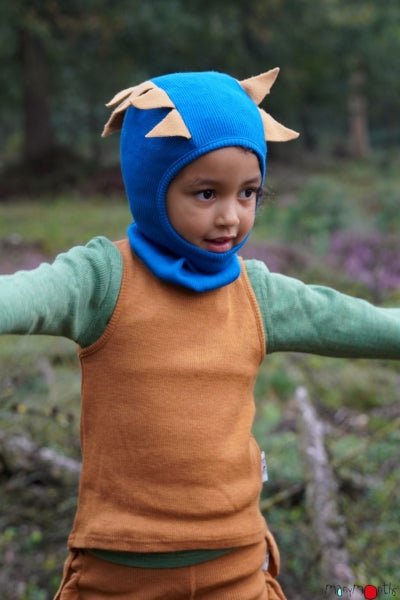 ManyMonths Woolies Elephant Hood Dino - Wintermütze - Blue Mist ManyMonths