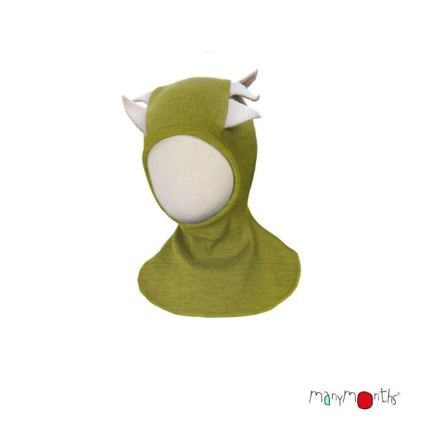 ManyMonths Woolies Elephant Hood Dino - Wintermütze - Pea Purée ManyMonths
