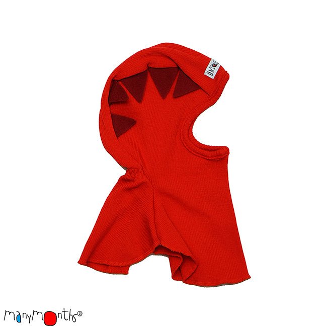 ManyMonths Woolies Elephant Hood Dino - Wintermütze - Poppy Red ManyMonths