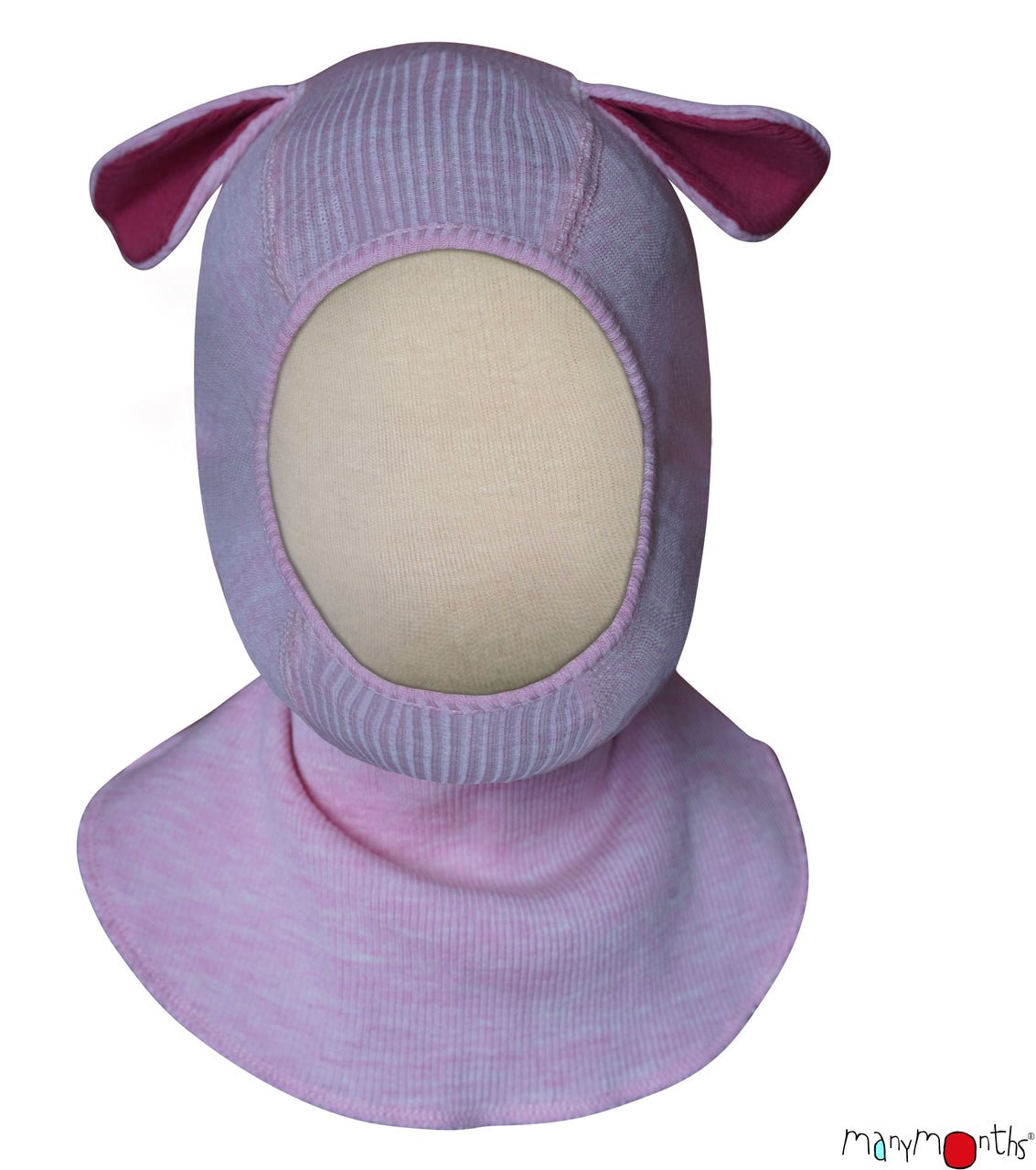 ManyMonths Woolies Elephant Hood Puppy Ears - Wintermütze - Stork pink ManyMonths