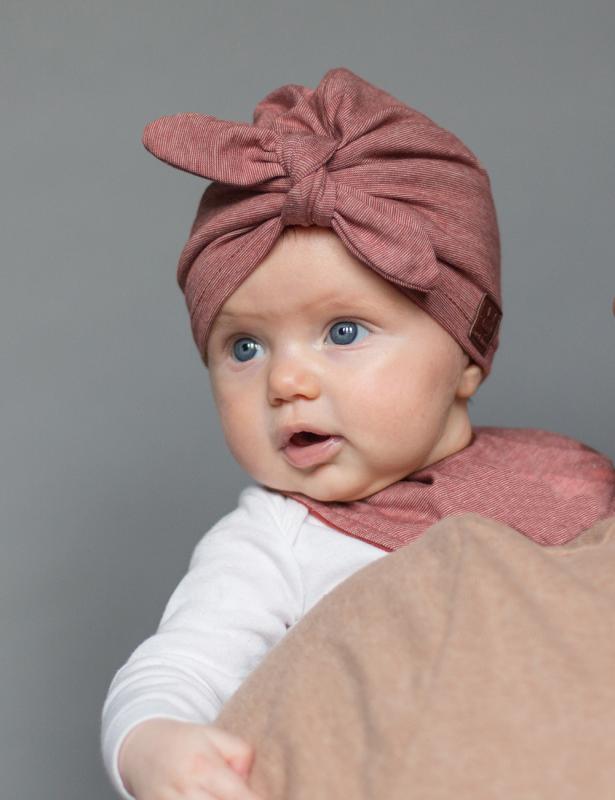 Maximo Baby-Tuch Ringeljersey mit Baumwollfleecefutter - kastanie/hellbraun maximo