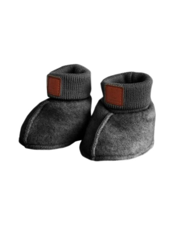 Maximo Baby-Wollfleece-Schuhe - mittelgraumeliert maximo