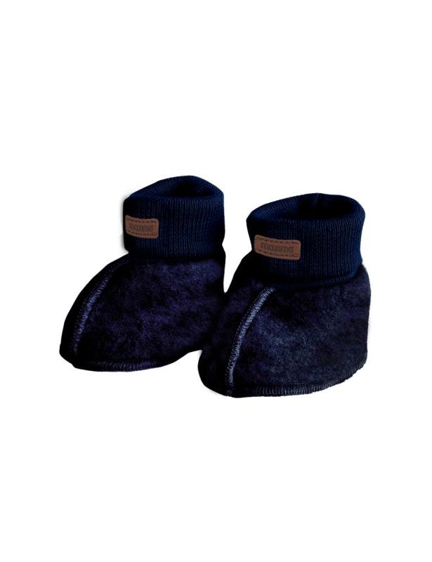 Maximo Baby-Wollfleece-Schuhe - navymeliert maximo