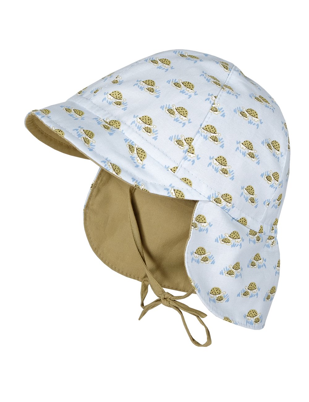 Maximo Babymütze mit kurzem Nackenschutz- hellblau-khaki maximo