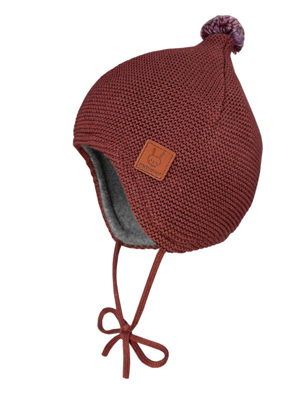 Maximo Binde-Strick-Mütze mit Pompon - kupferbraun maximo