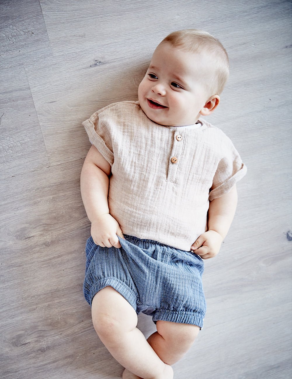 Maximo Musselin Hemd - Altindigo-weiss-streifen Familienbande